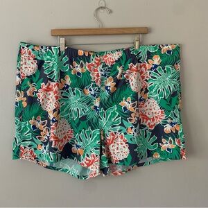 Men’s Reel Legends Swim Shorts Tropical Print Trunks Athletic Flat Swim Size 3X